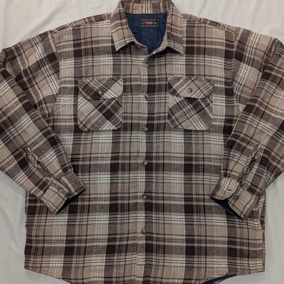 Wrangler Quilted Fleece Jacket Large Brown & White Retro Vintage-Inspired - Picture 1 of 5